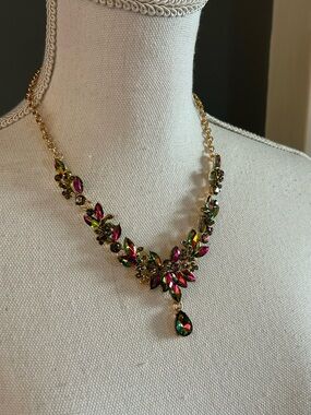 Oscar De La Renta Gold-Tone Multicolor Bold Crystal Statement Necklace